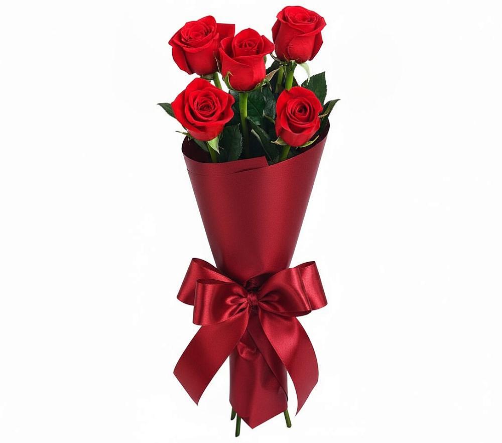 Букет 5 Красных роз Эдлесс Лав в Борки