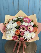 Букет цветов из:  Розы, Герберы и Хризантемы в Борки