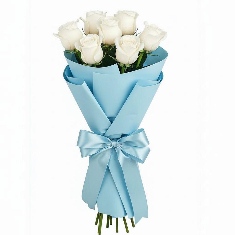 Букет 7 белых роз Проуд в Борки