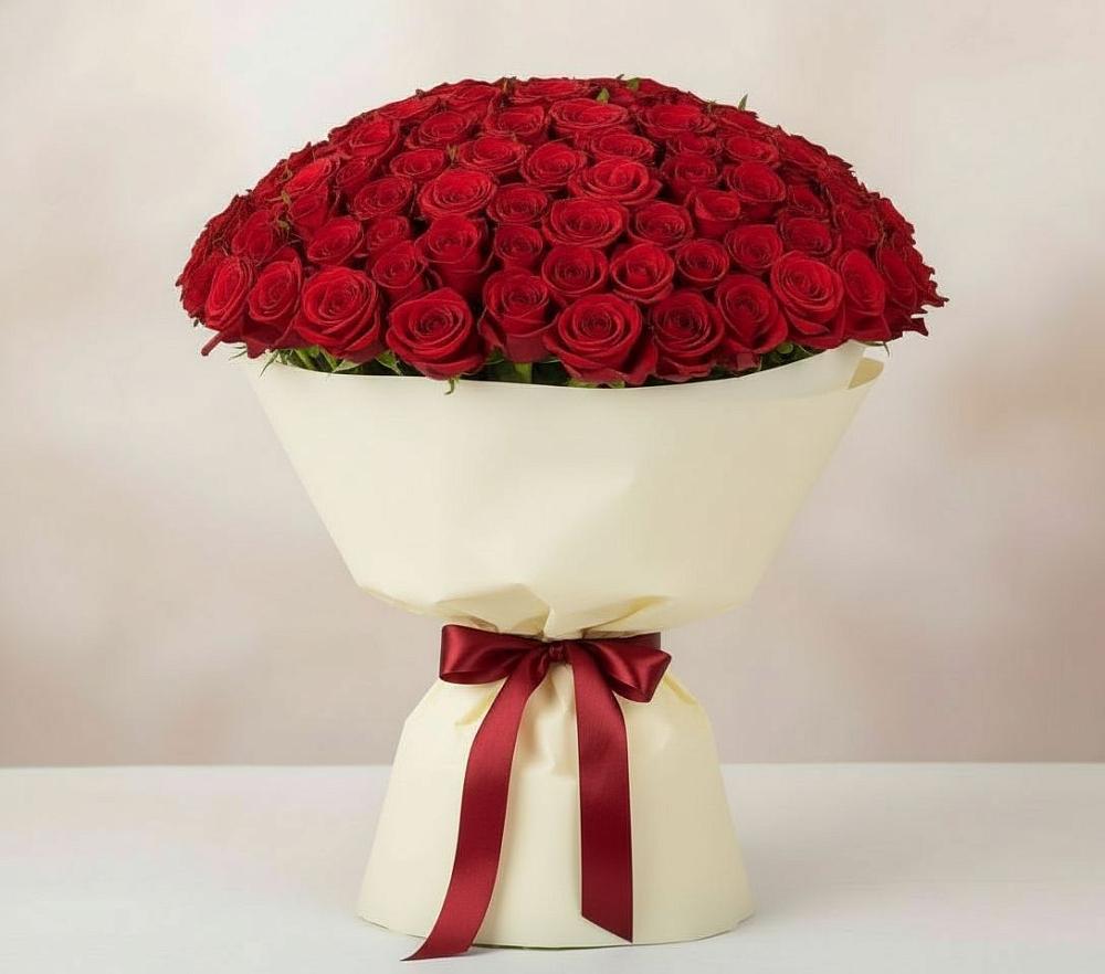 Букет 101 Красная роза Милано в Борки