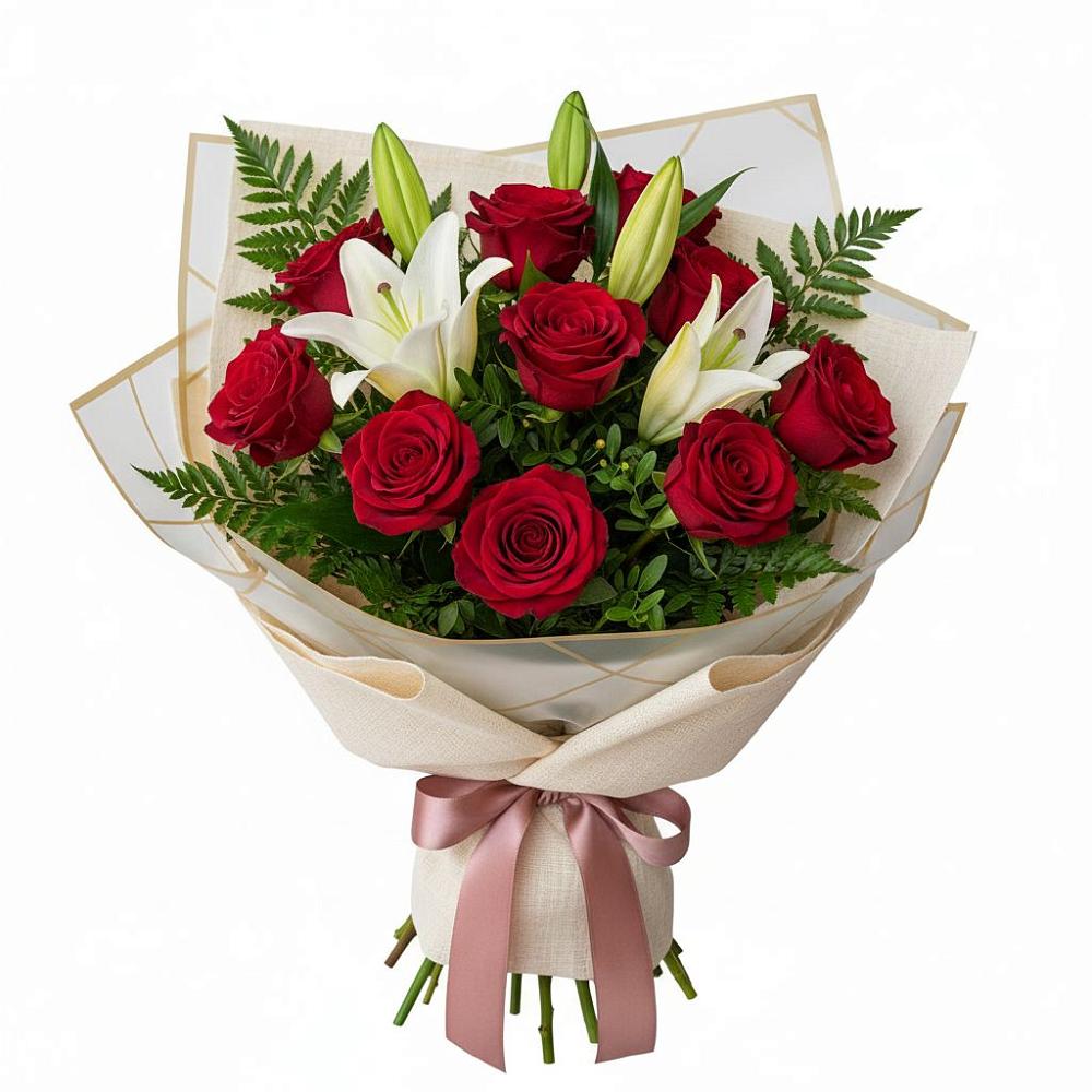 Букет цветов из: Лилии и Розы в Борки