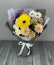 Букет цветов из:  Розы, Герберы и Хризантемы в Борки
