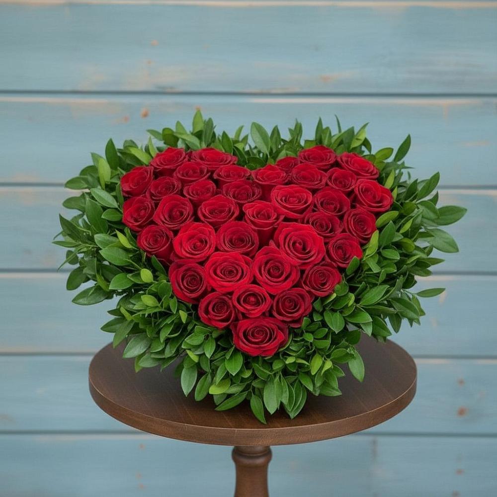 Цветочная композиция из Розы в виде сердца в Борки