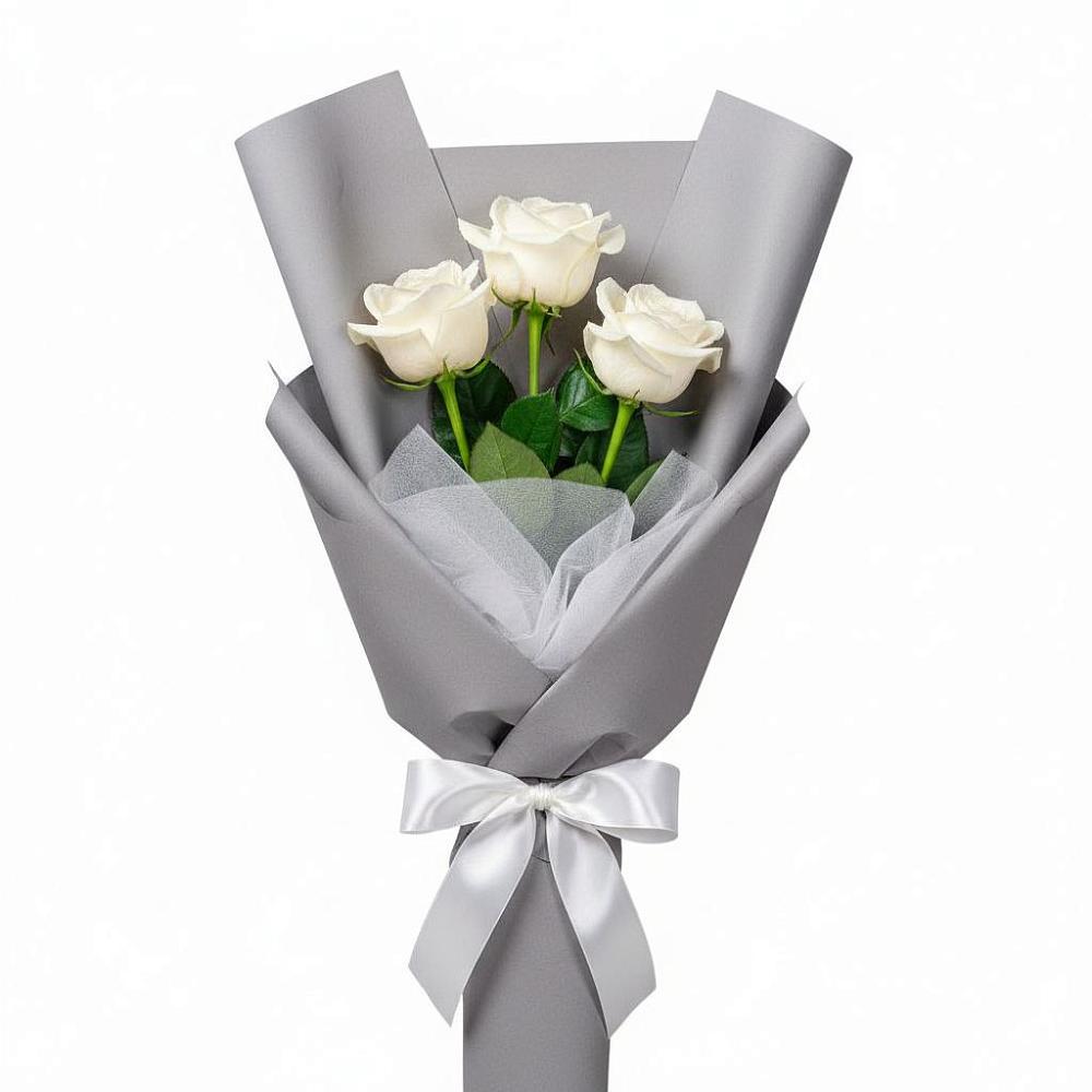Букет 3 белые розы в Борки