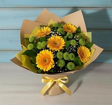Букет цветов из:  Герберы и Хризантемы в Борки