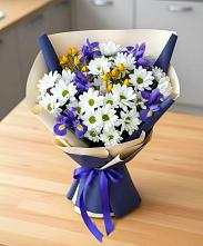 Букет цветов из:  Розы, Ирисы и Хризантемы в Борки