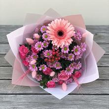 Букет цветов из:  Розы, Герберы и Хризантемы #REPLACE_PRED# Борки