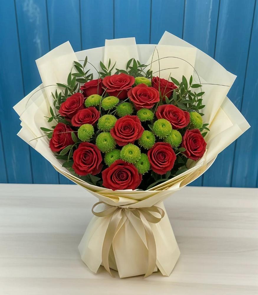 Букет цветов из: Розы и Хризантемы в Борки