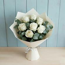 Букет Белые розы в Эвкалипте #REPLACE_PRED# Борки