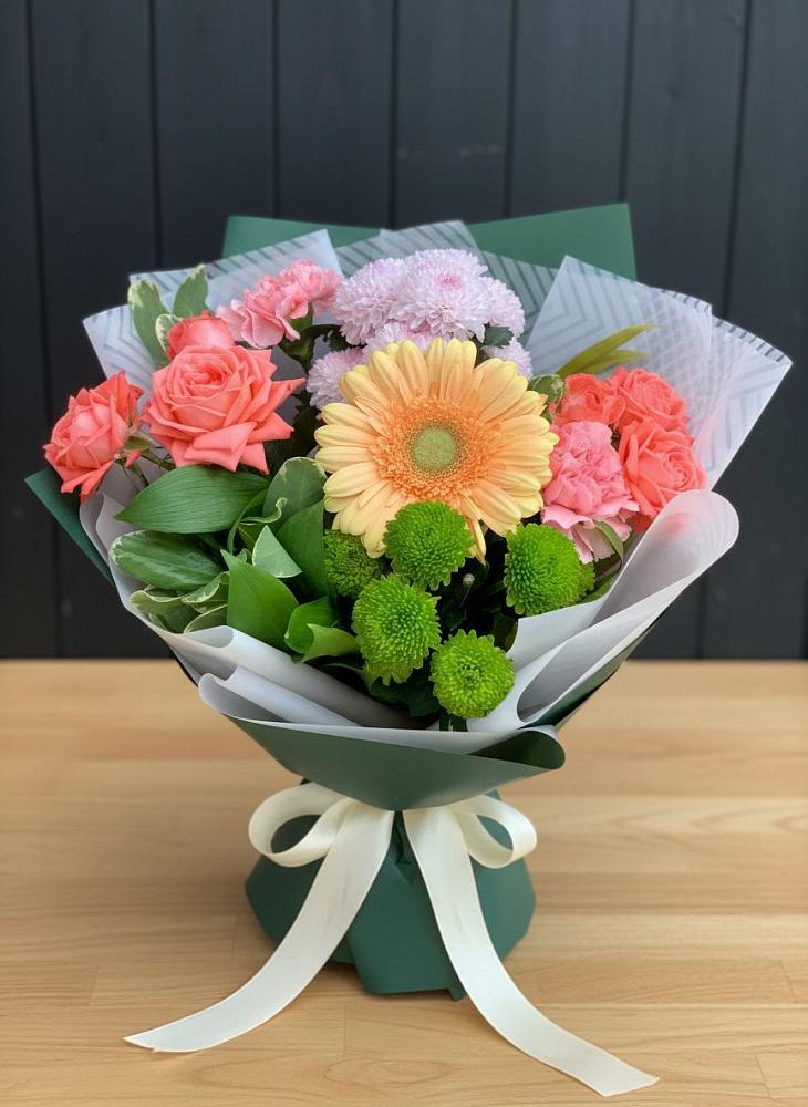 Букет цветов из: Гвоздики, Розы, Герберы и Хризантемы в Борки